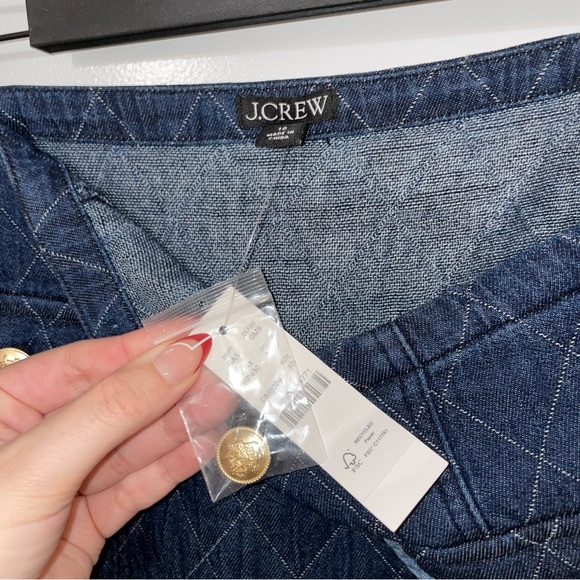 J. Crew Quilted Denim Mini Lady Mini Skirt Gold Buttons - Picture 5 of 8